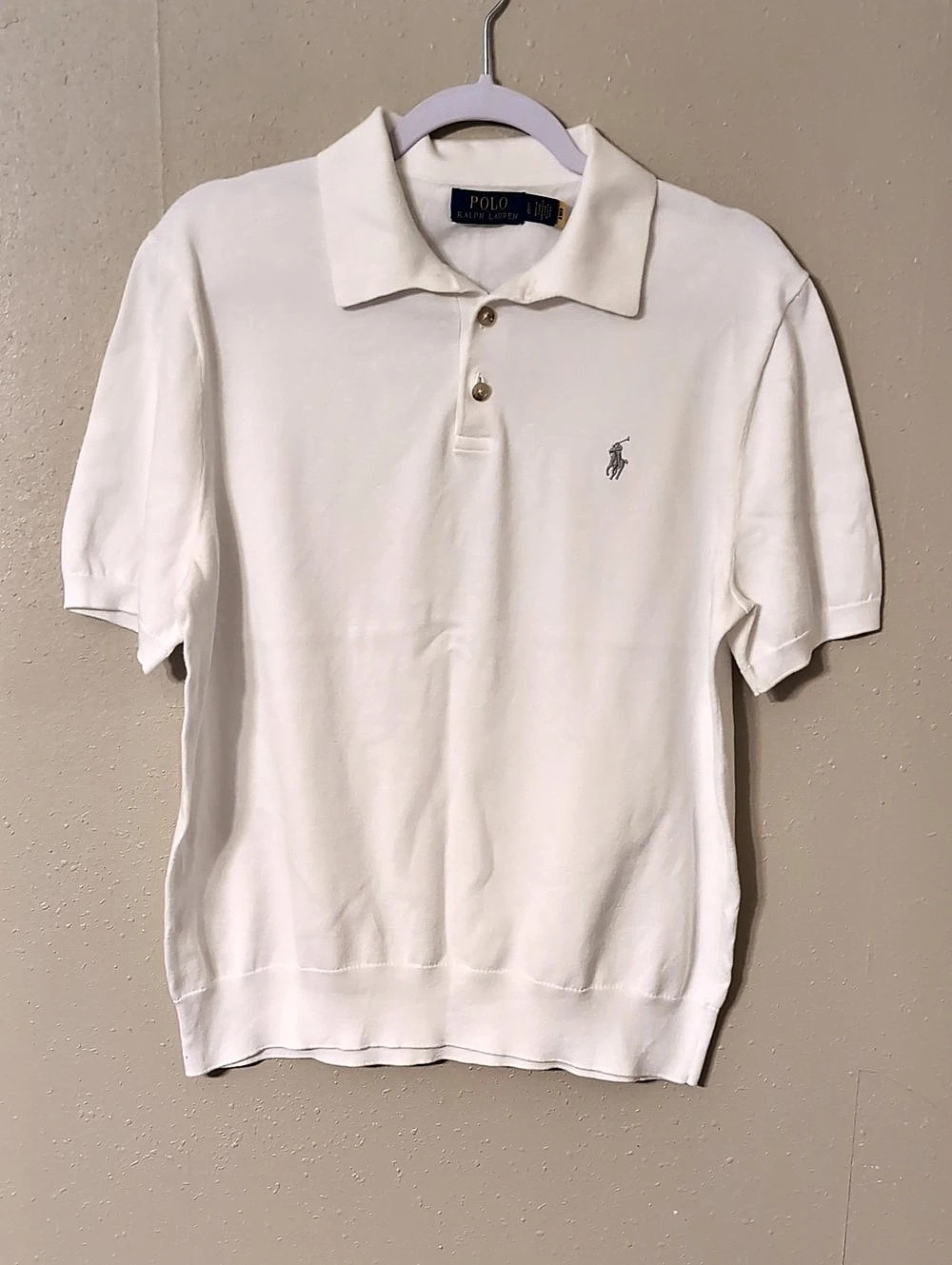 Polo Ralph Lauren Short Sleeve Knit Polo Sweater Men's White Large